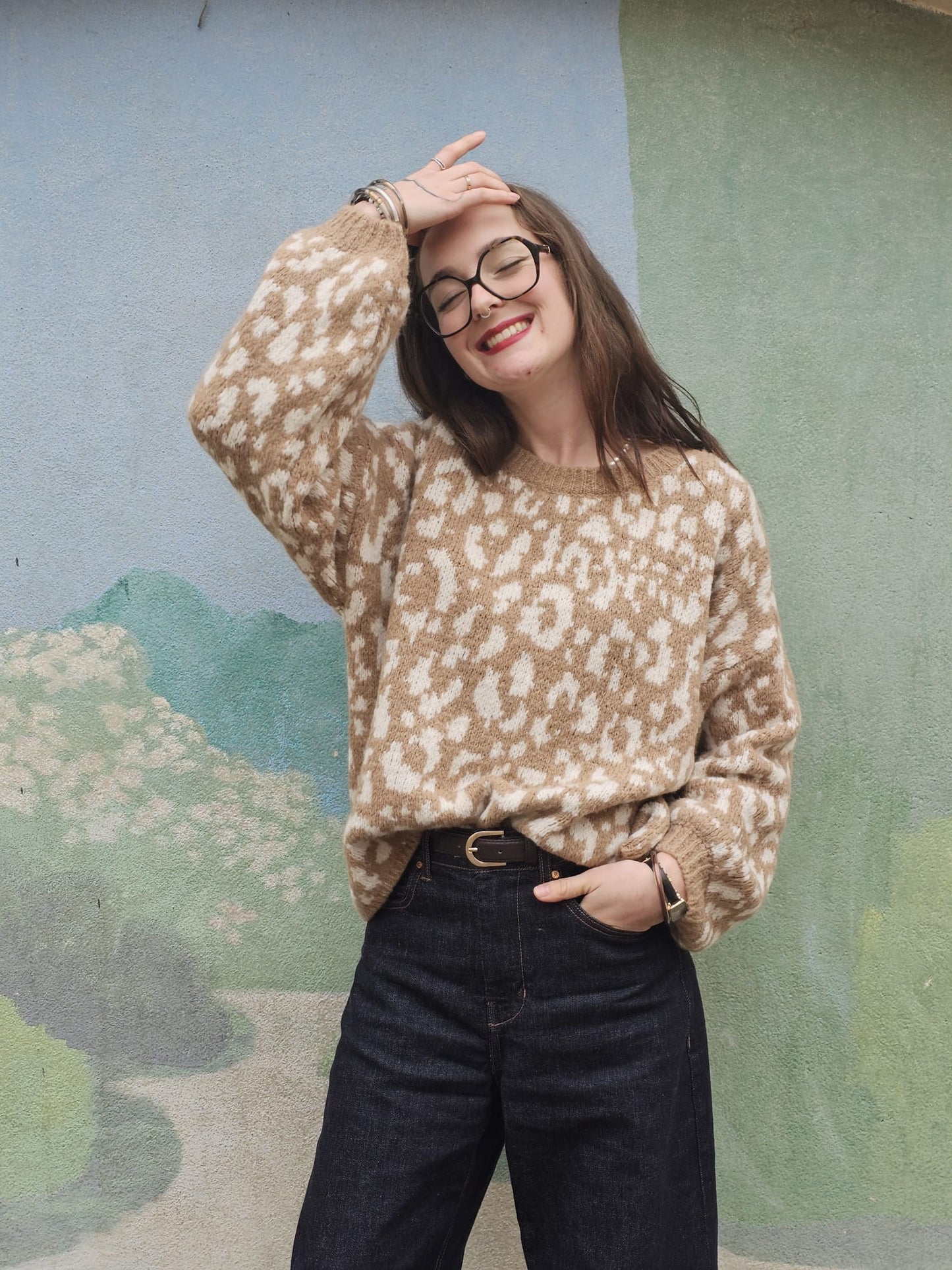 Pull léopard camel Alma