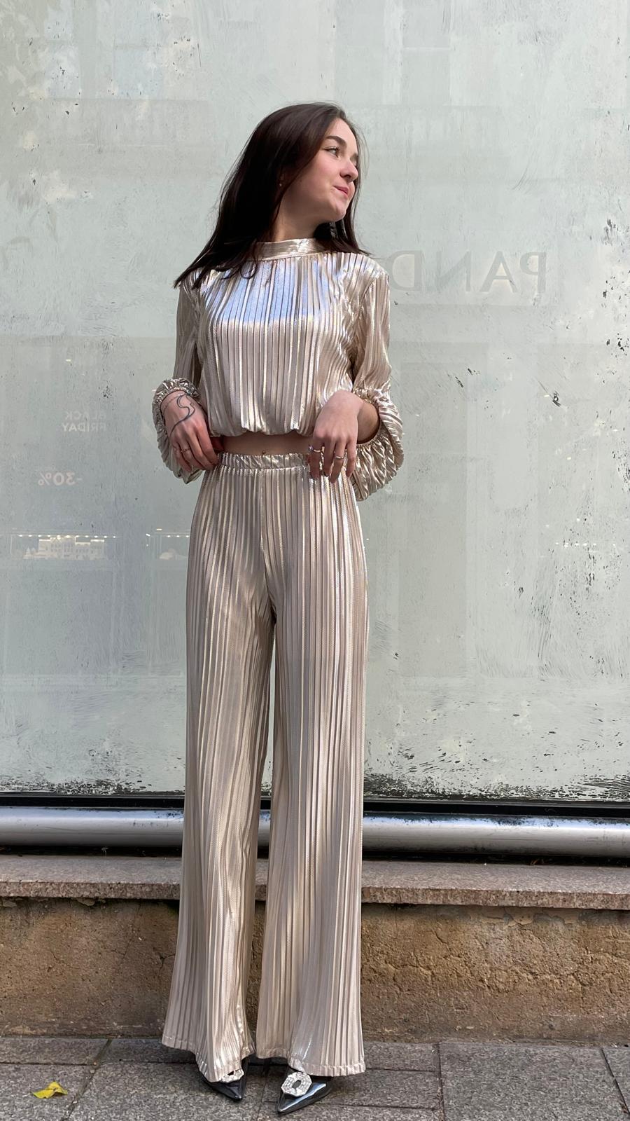 Pantalon fluide doré Maguy