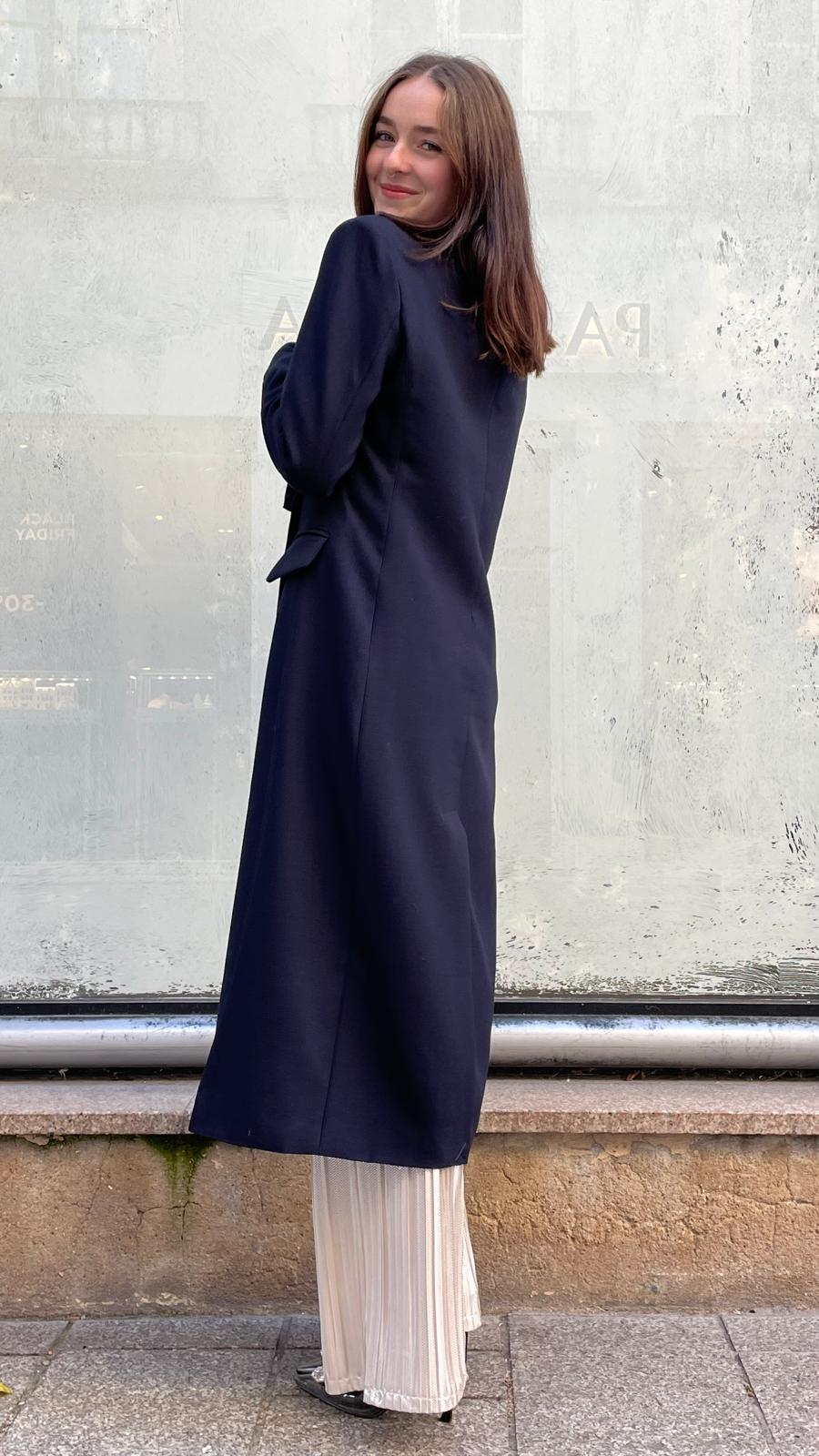 Manteau long bleu Cléa