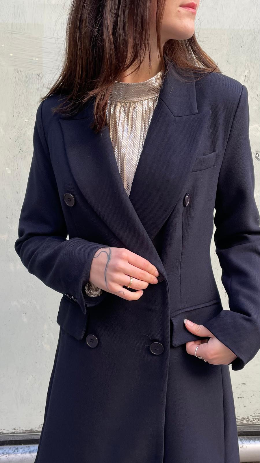 Manteau long bleu Cléa