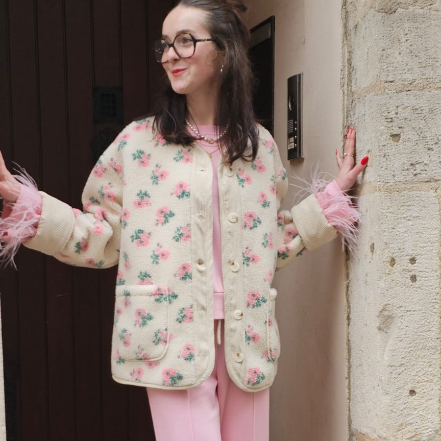 Veste ELSA bi-matière à fleur
