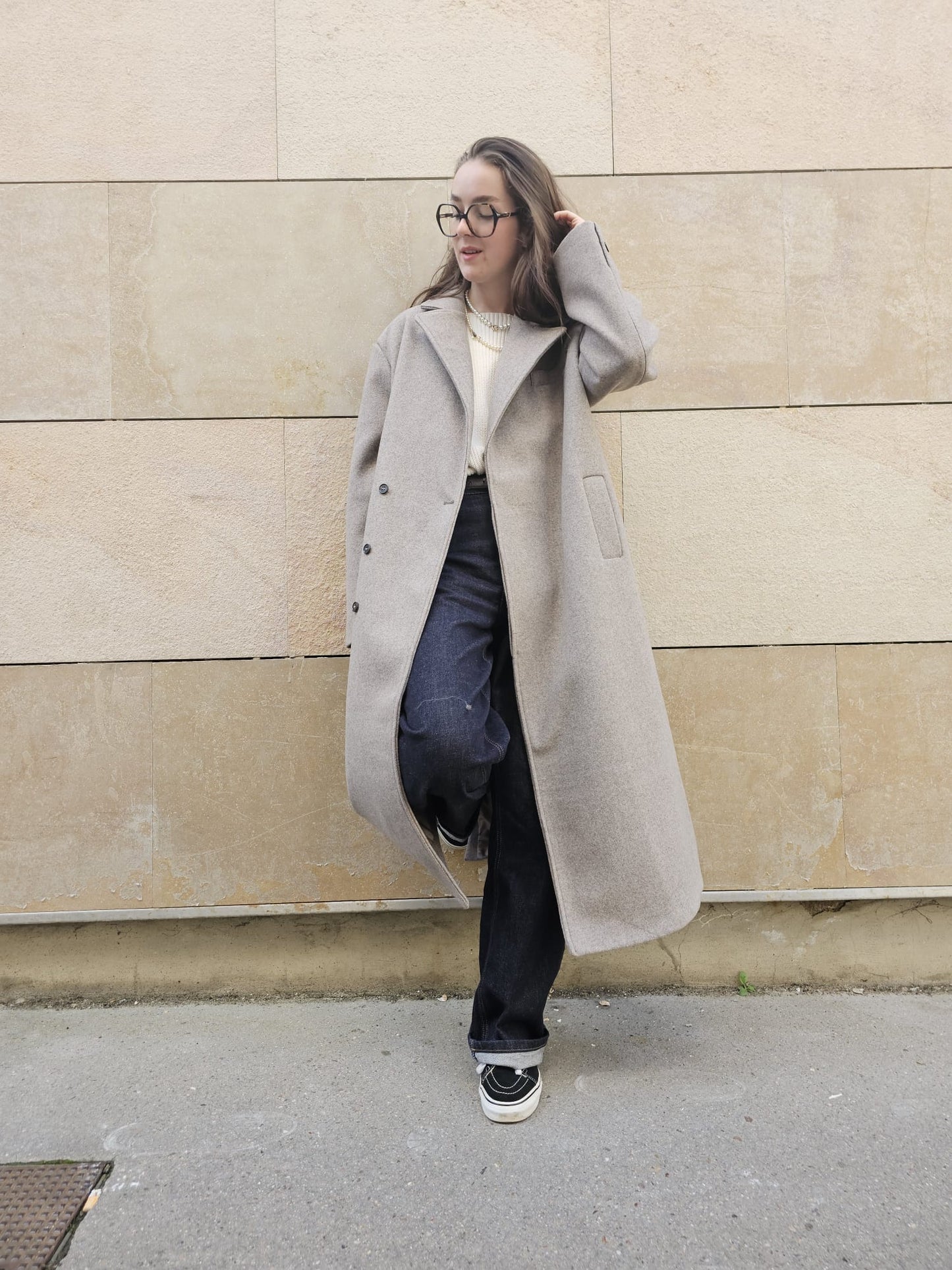 Manteau long beige Céleste