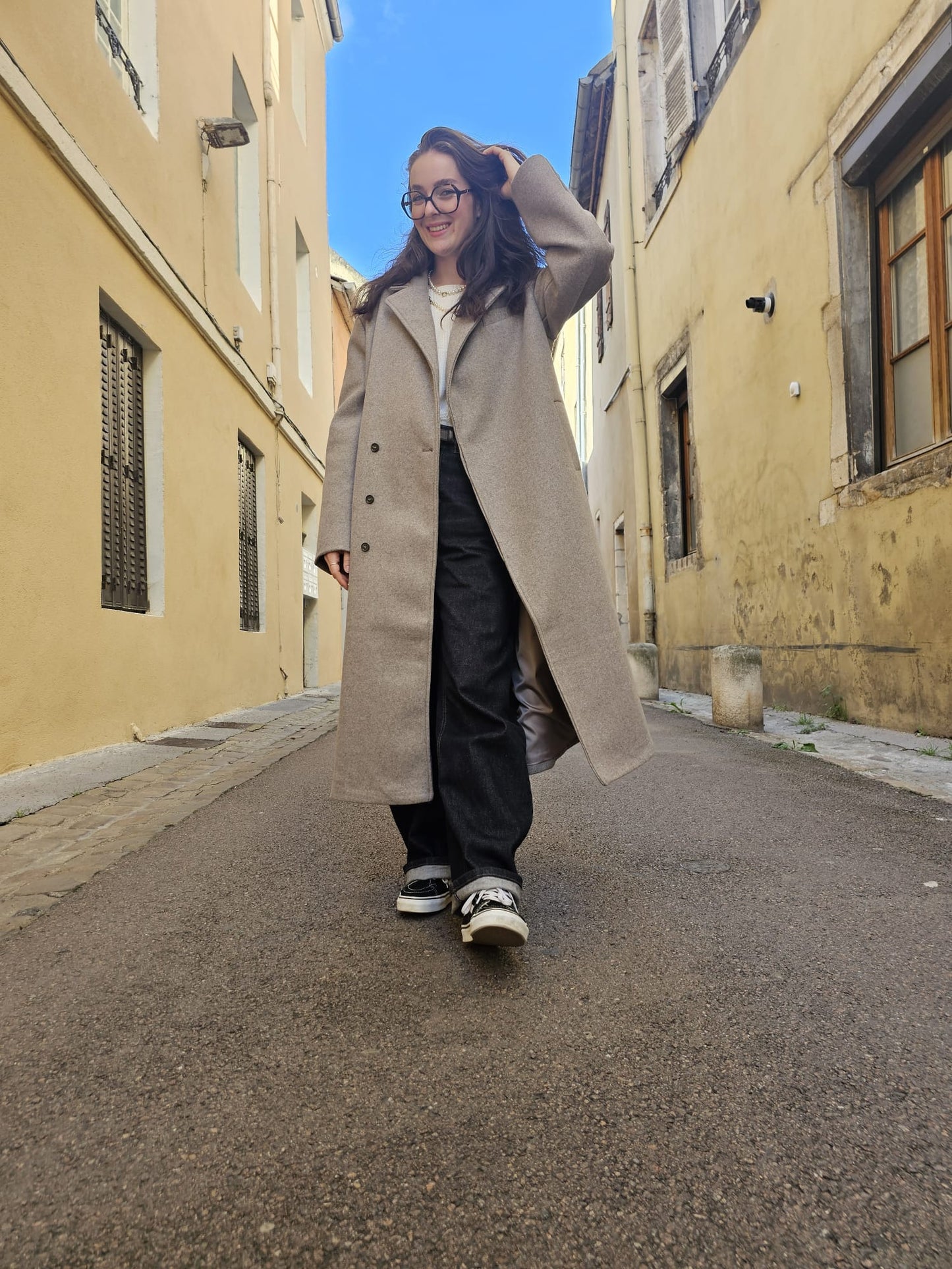 Manteau long beige Céleste
