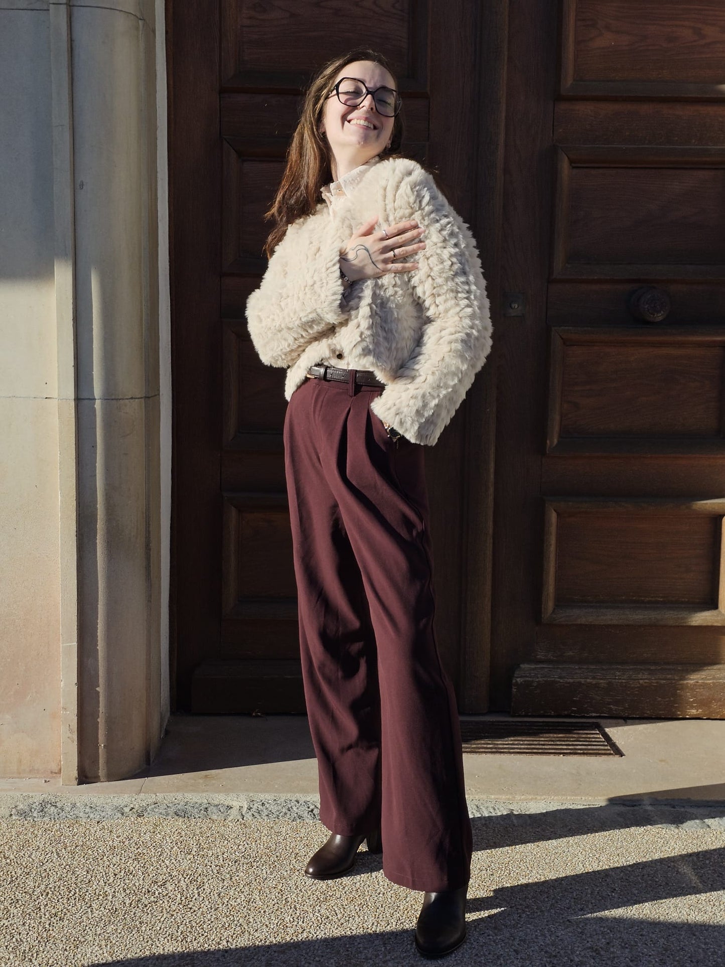 Veste fourrure beige Célia