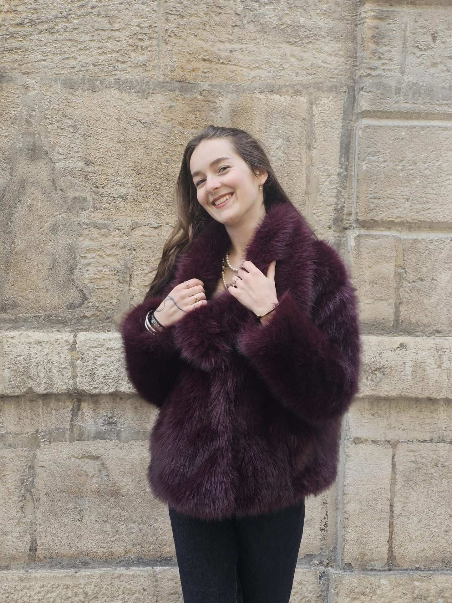 Manteau Fourrure Bordeaux