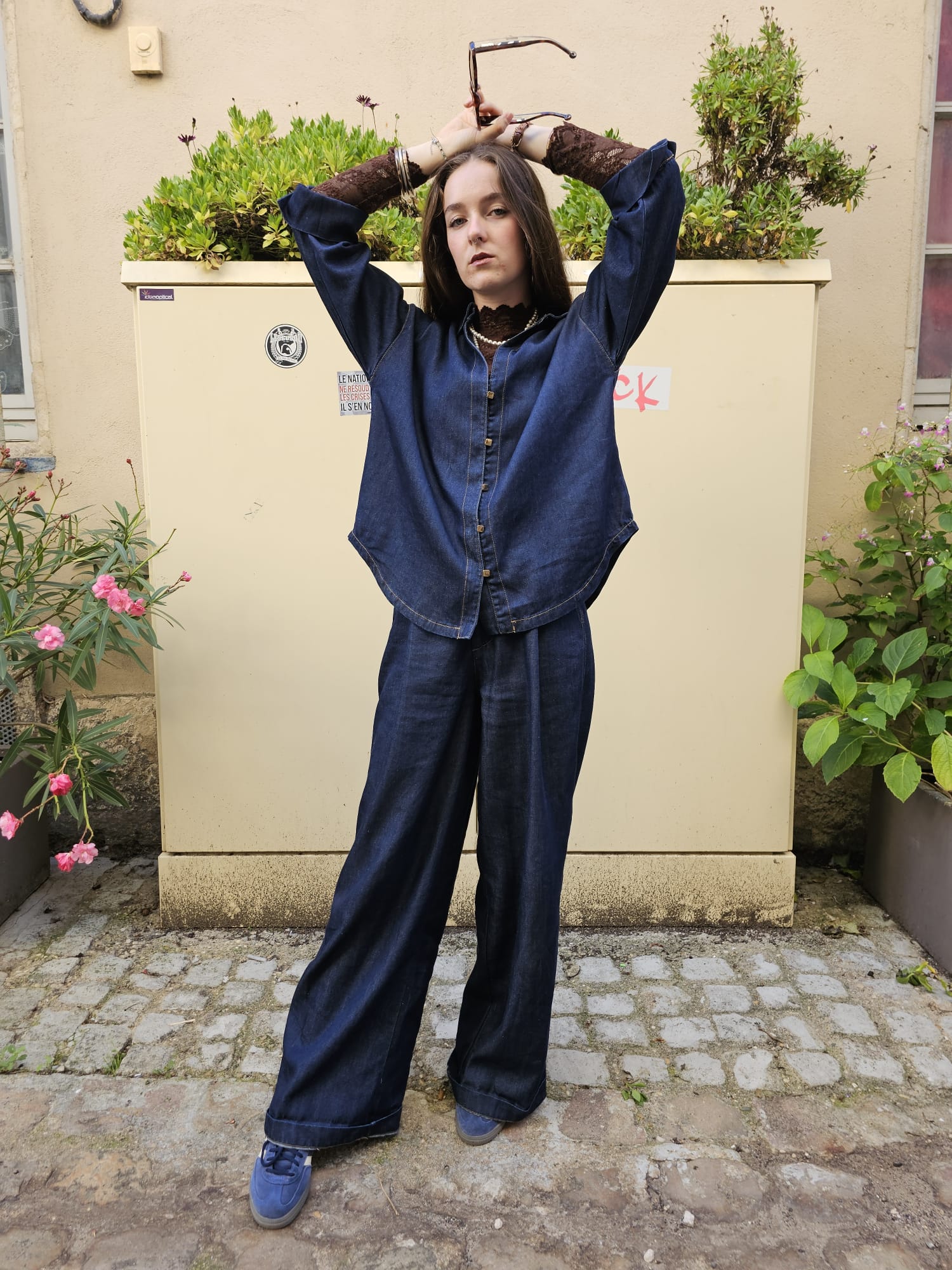 Jean bleu fluide