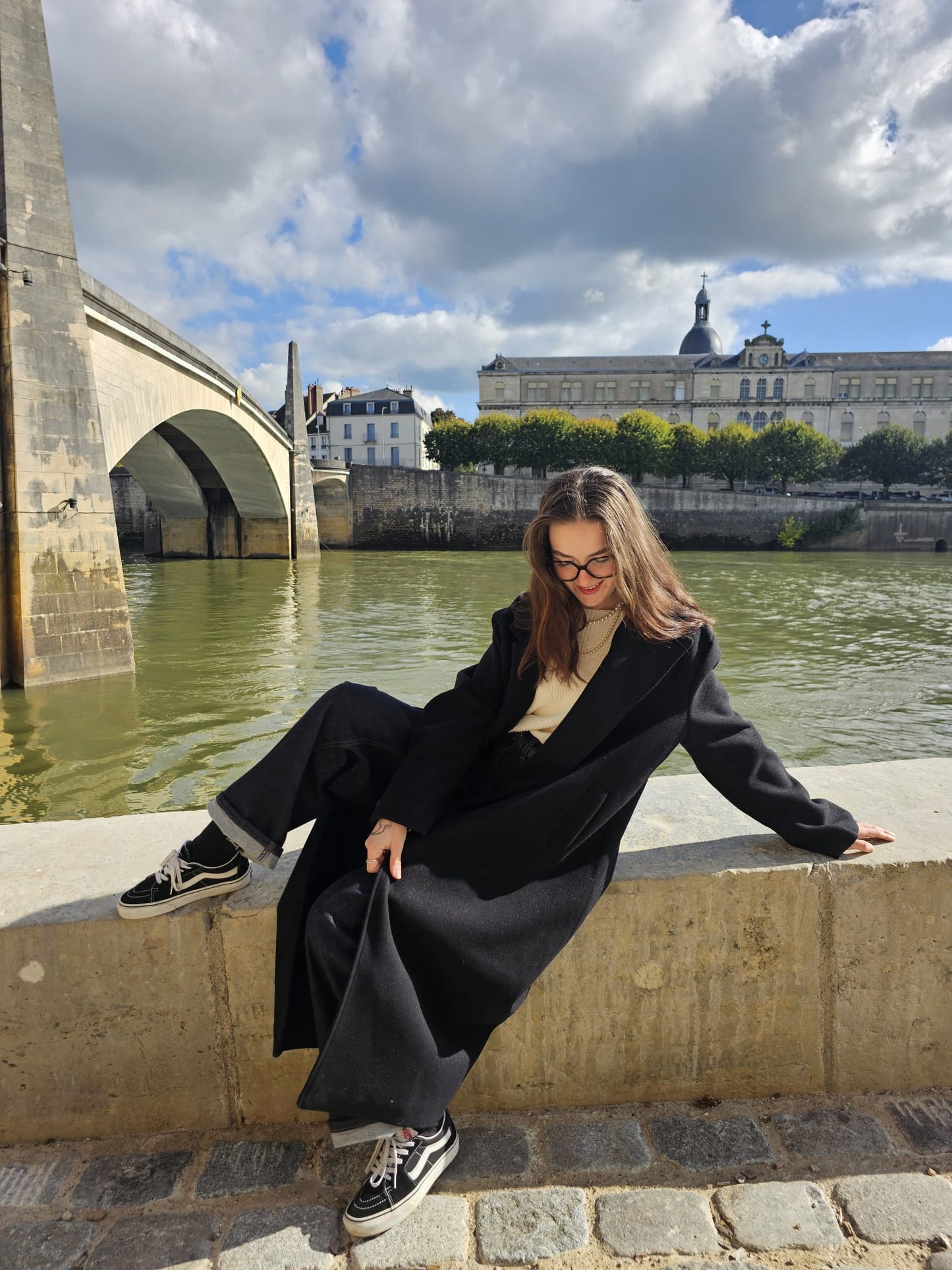 Manteau long noir Céleste