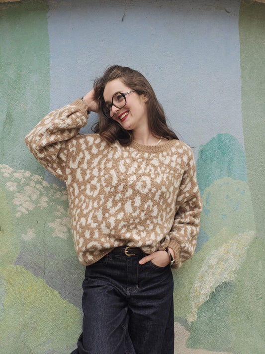 Pull léopard camel Alma