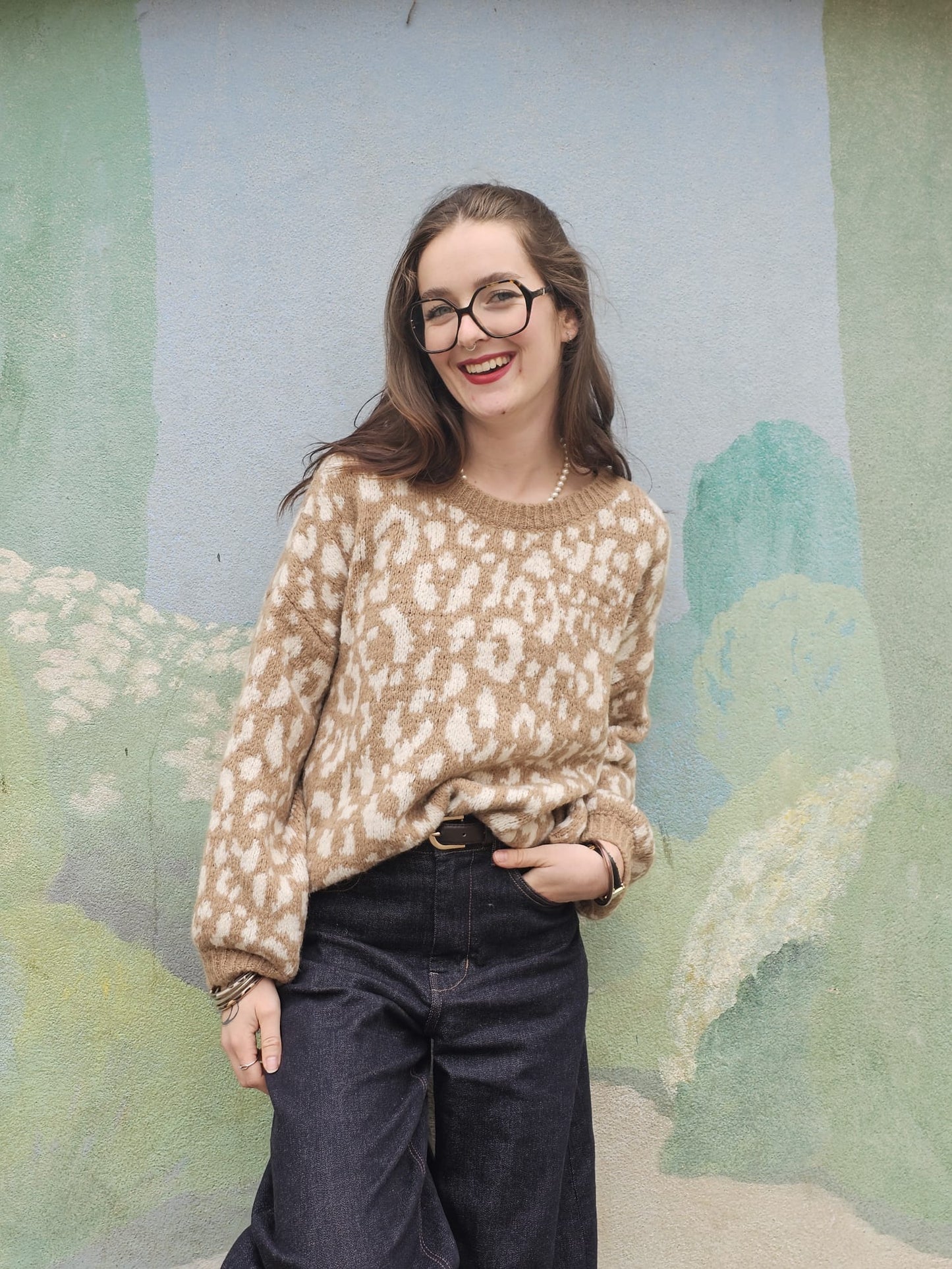 Pull léopard camel Alma