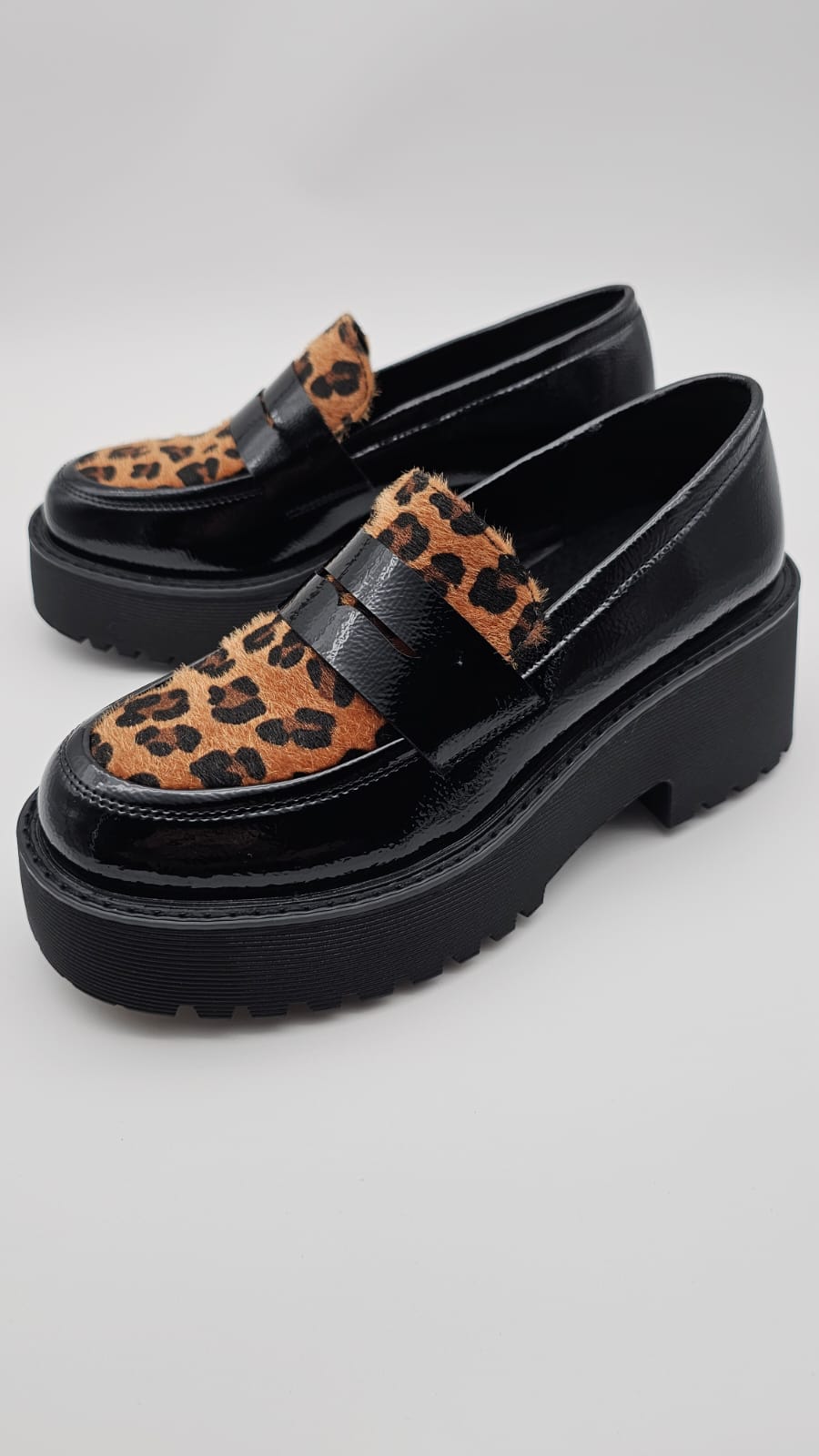 Mocassins léopard plateforme