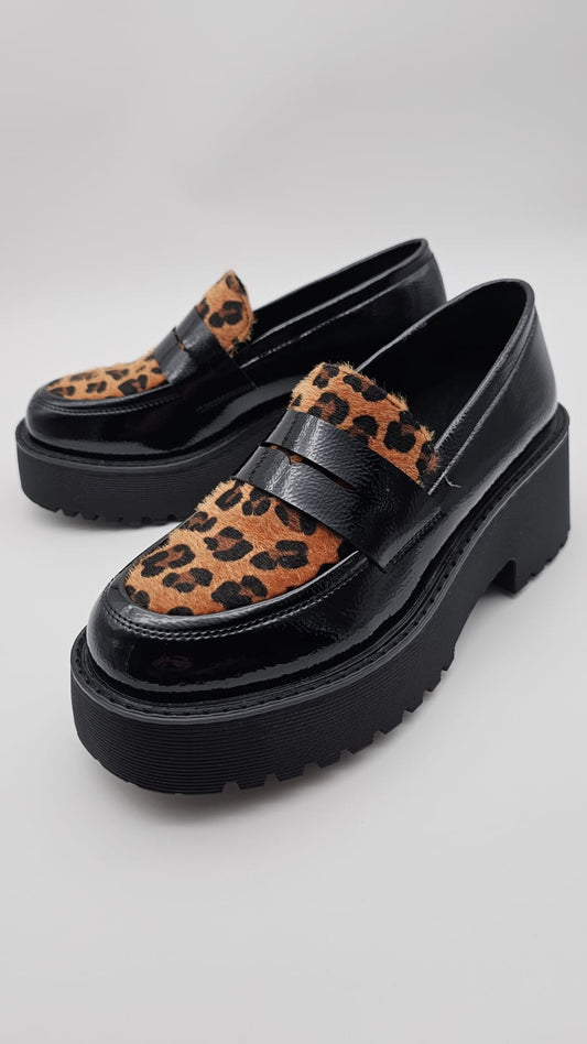 Mocassins léopard plateforme