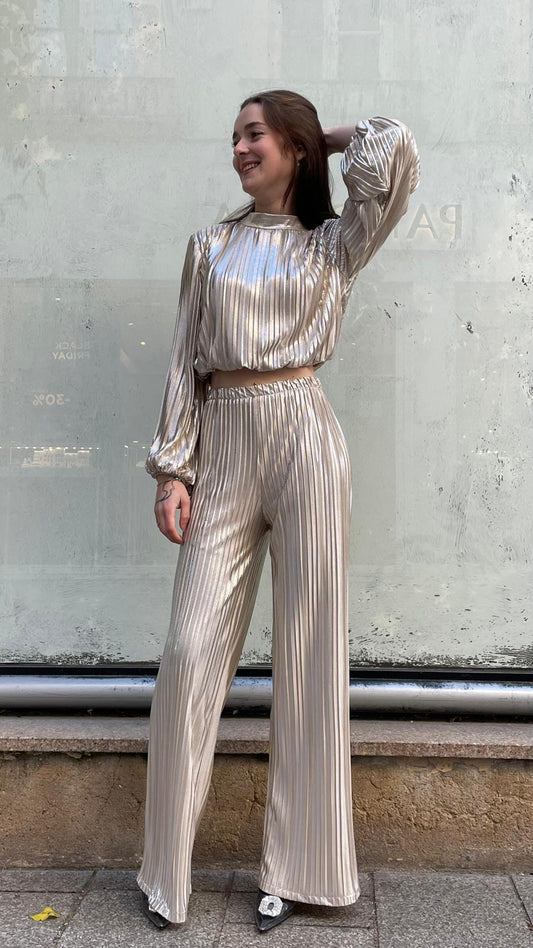 Pantalon fluide doré Maguy