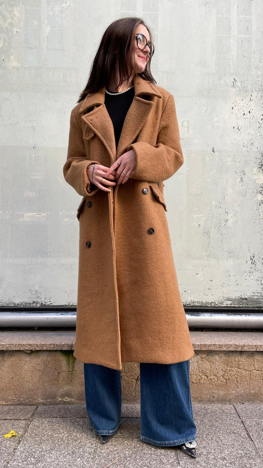 Manteau long camel Mademoiselle Georgette