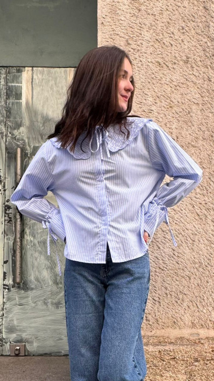 Chemise col Claudine rayures