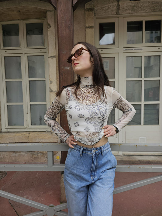 Top résille blanc Elina