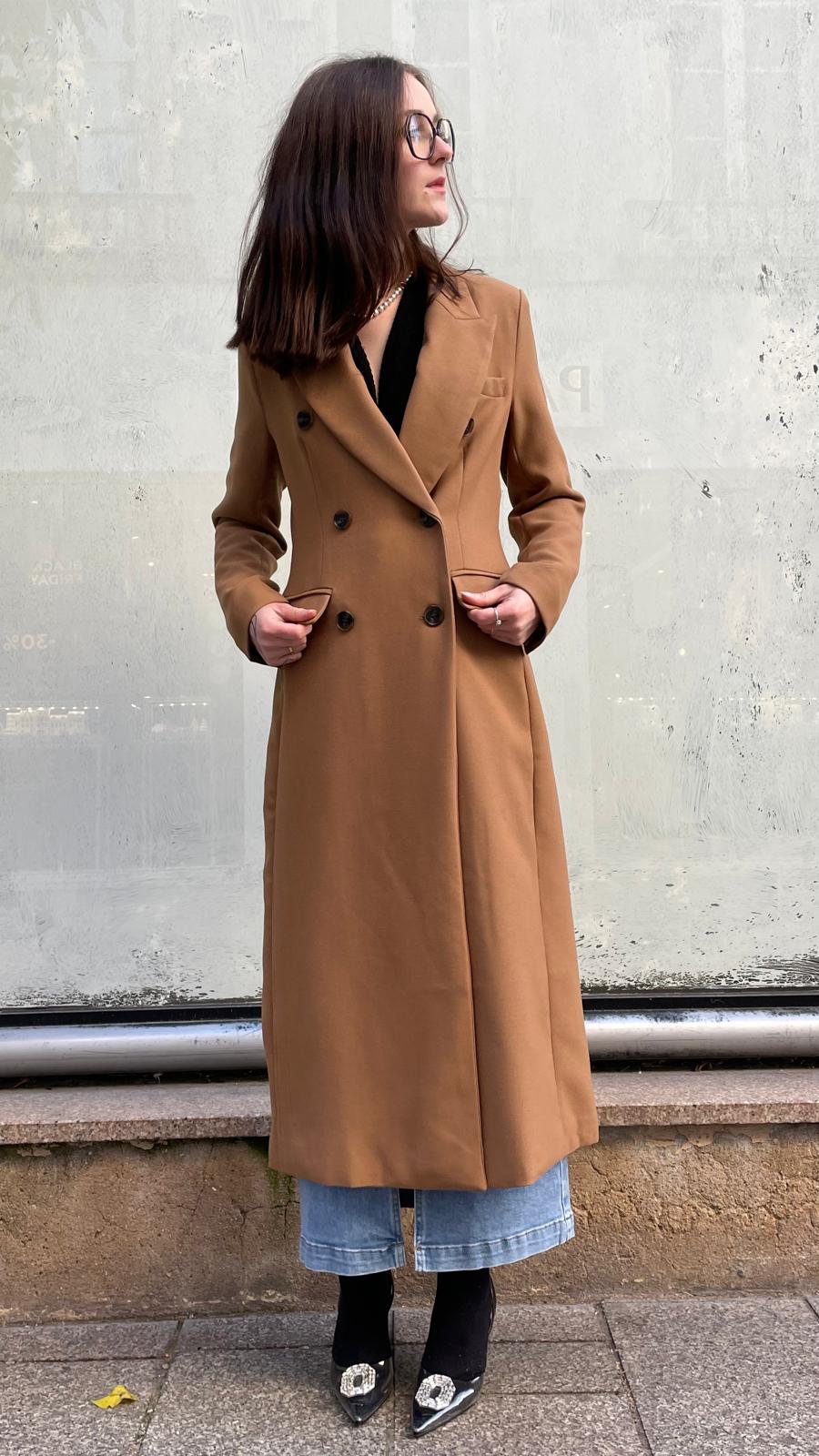 Manteau long camel Cléa