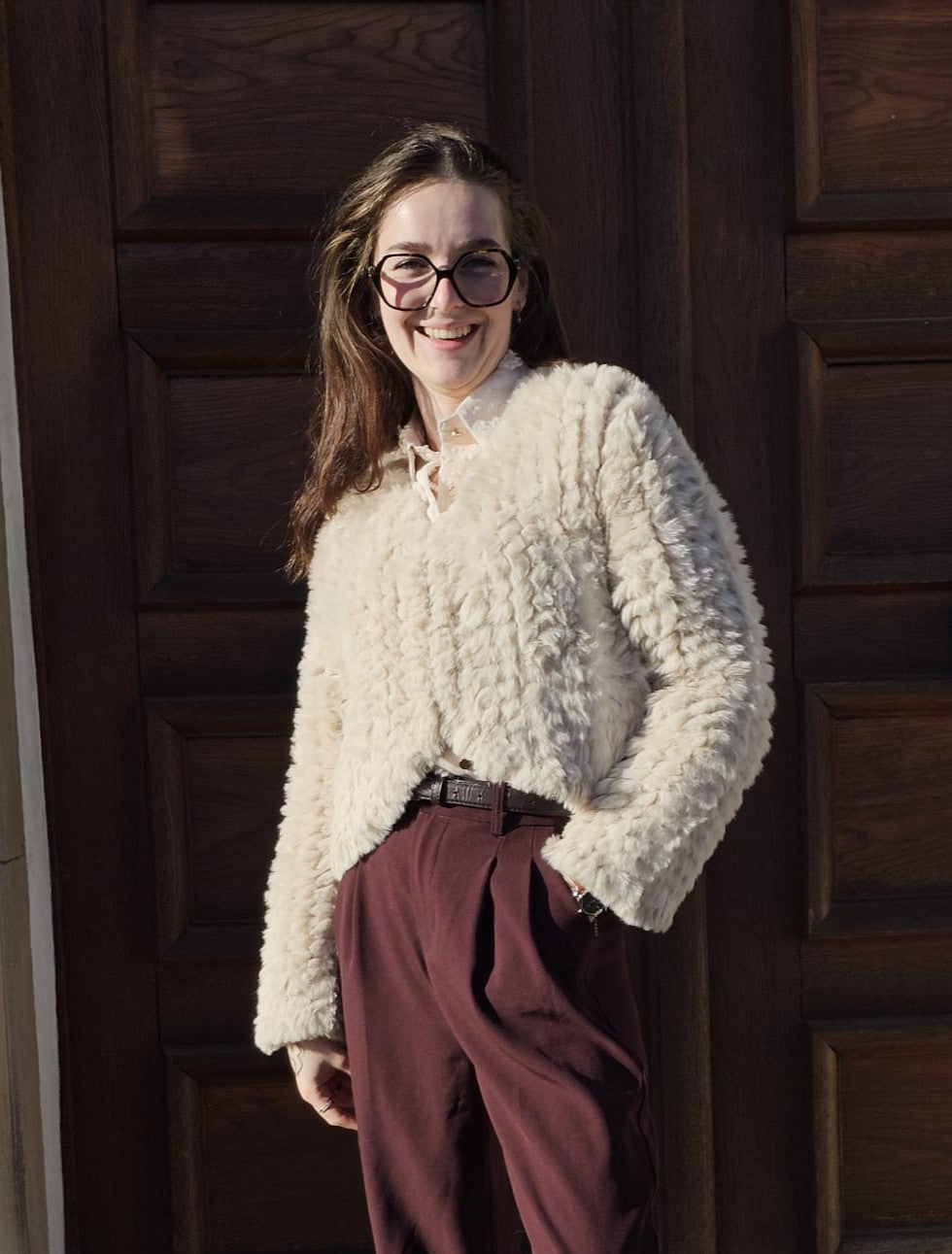 Veste fourrure beige Célia